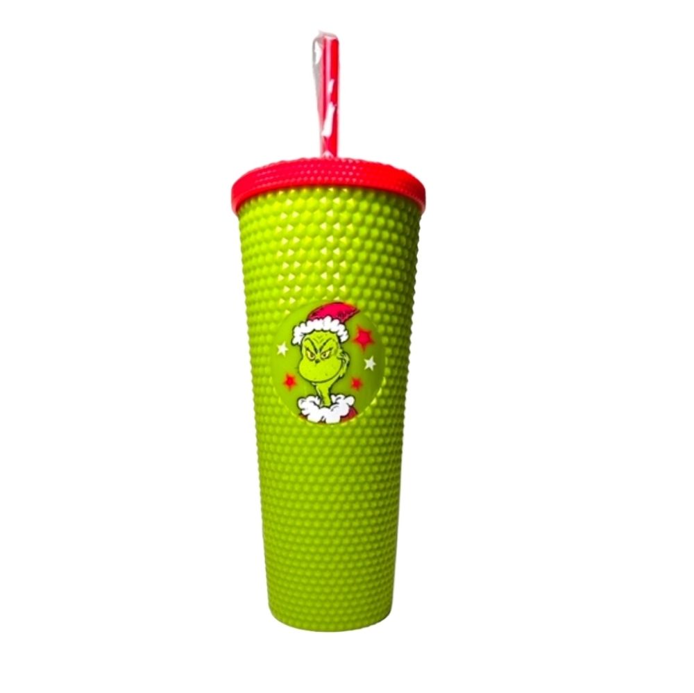 Dr. Seuss Grinch 24 oz Studded Tumbler w/ Straw NWT Christmas Cup
